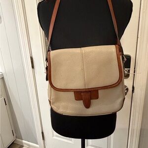 Chic Cream and Brown Women's Messenger Bag